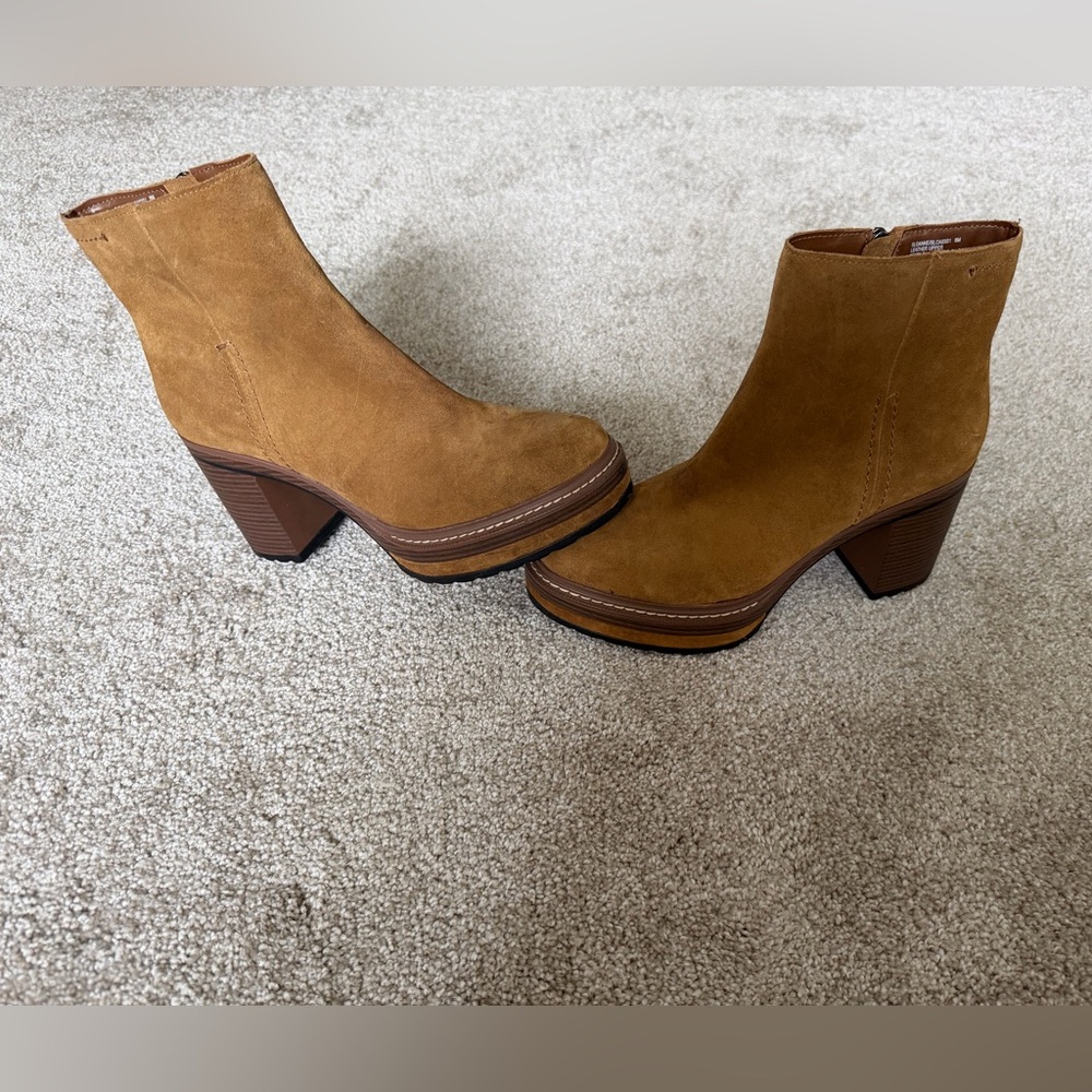 Steve Madden Sloanne Chestnut Suede Platform Ankle Boots